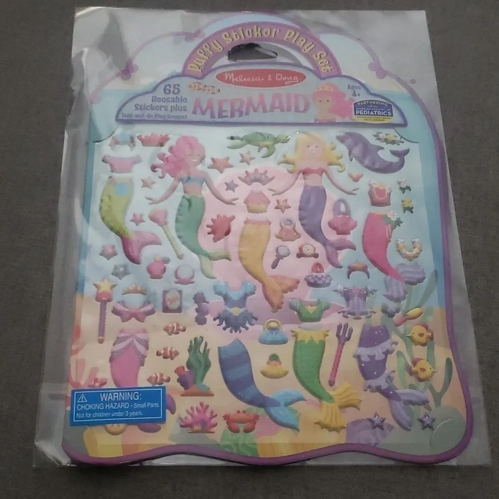 Melissa & Doug toy kids 4+ home mermaid puffy‎ stickers + play scenes